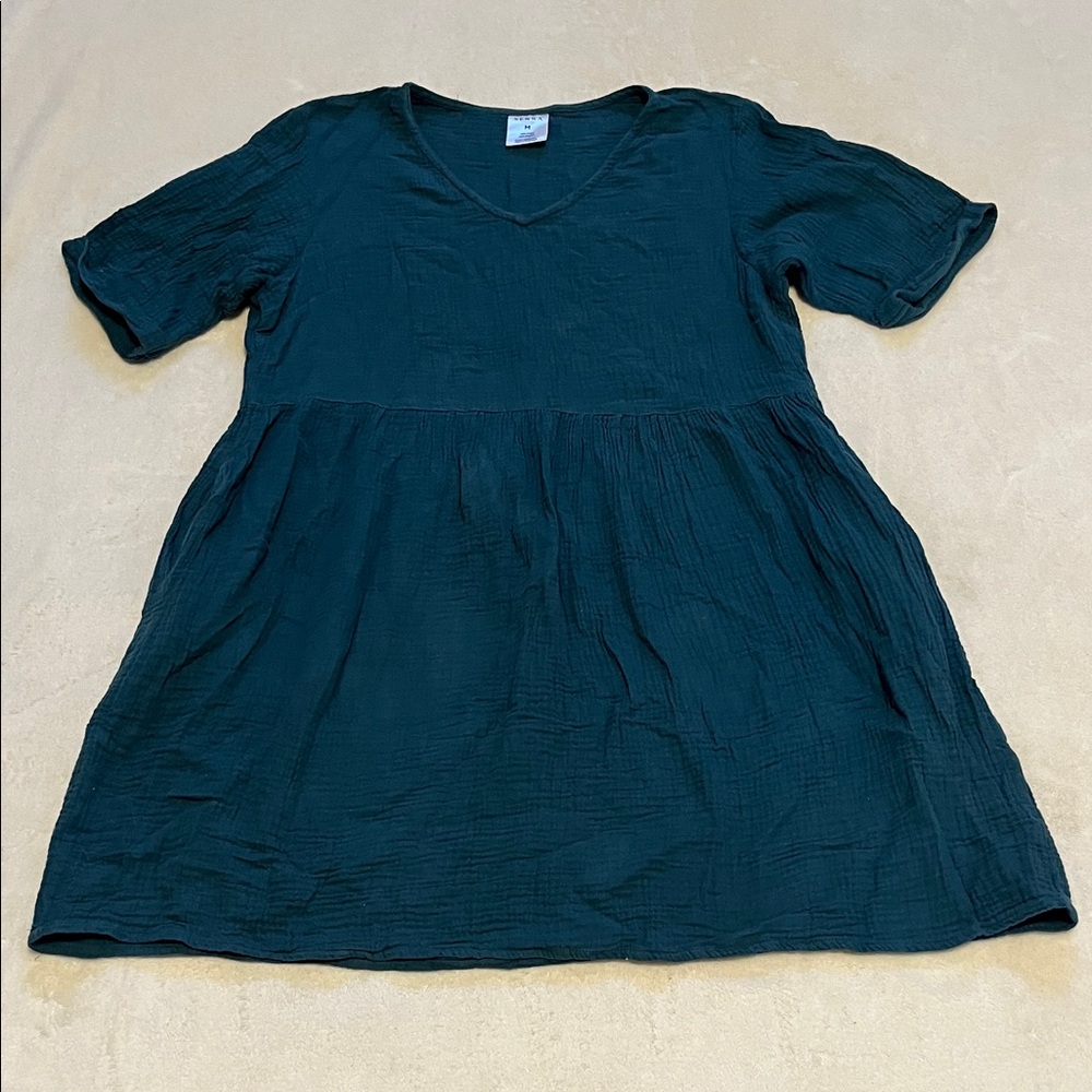 Serra | Teal V-Neck Cotton Dress M